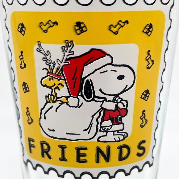 Peanuts Snoopy Woodstock Friends Christmas Pint Glass 2012 Collectible USA Made - Picture 4 of 11